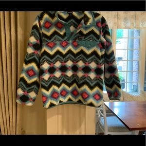 Kids’ Patagonia Synchilla  Quarter Button Pull-on Size L or 12 Aztec print